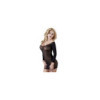 Robe en résille noire transparente, manches longues 